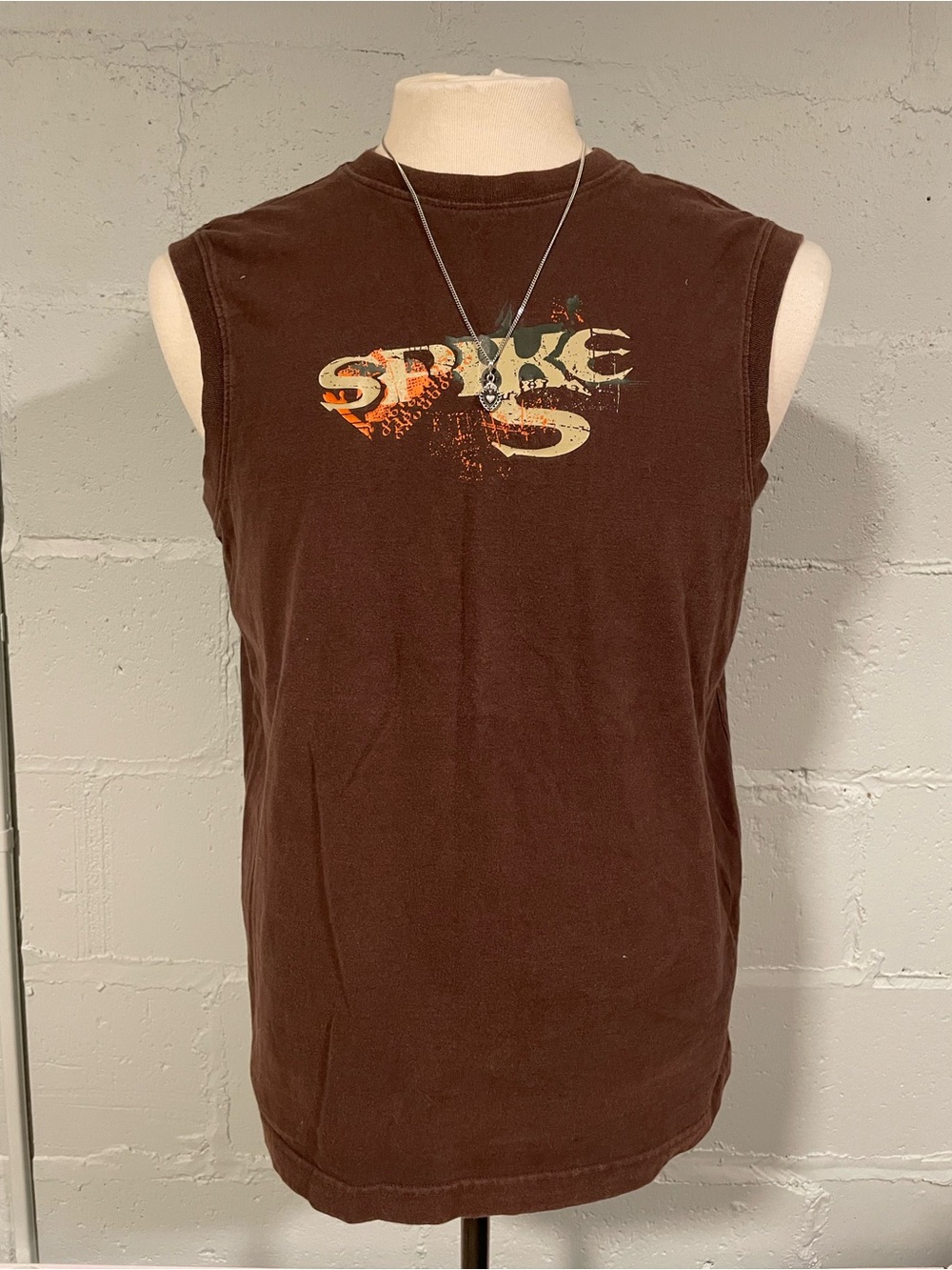 Y2K Brown Sleeveless "SPIKES" Graphic Men’s Shirt